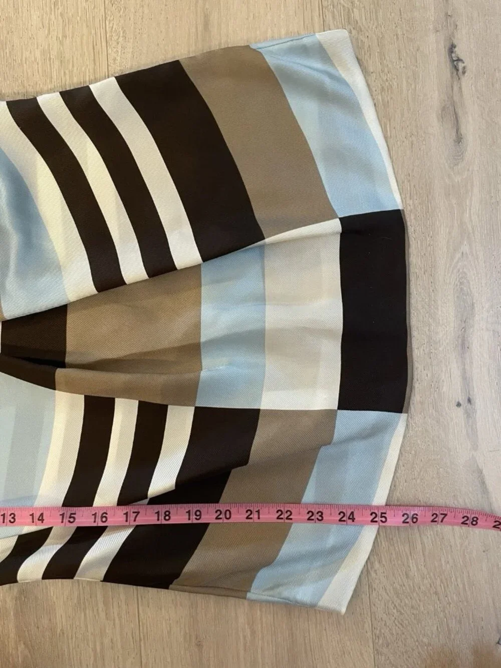 Tory Burch 100% Silk Blouse Sleeveless Blue Brown Luxury Designer Top Stripe, 4